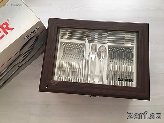 Schafer marka 90 parçalı qutulu çəngəl-bıçaq-qaşıq dəsti satılır. — 2
