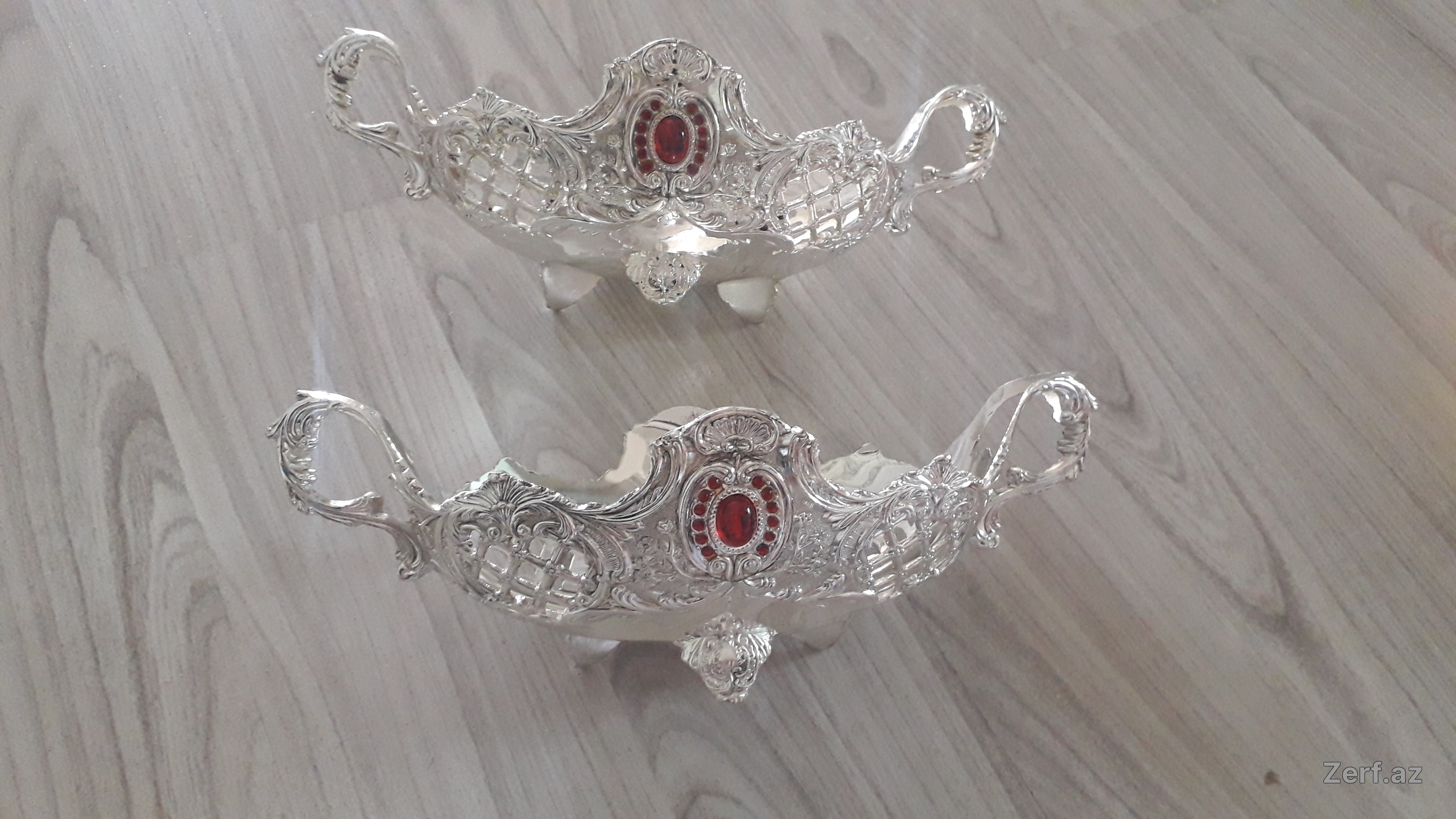 4 lü qənd-quru meyvə qabı dəsti gümüşü — 4